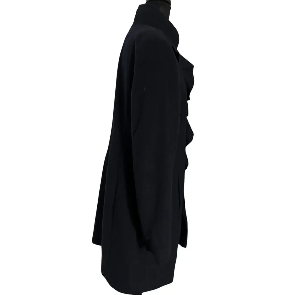 DKNY Walker Women's Coat Ruffle Wool Blend Stand Up Collar Overcoat - Picture 5 of 8